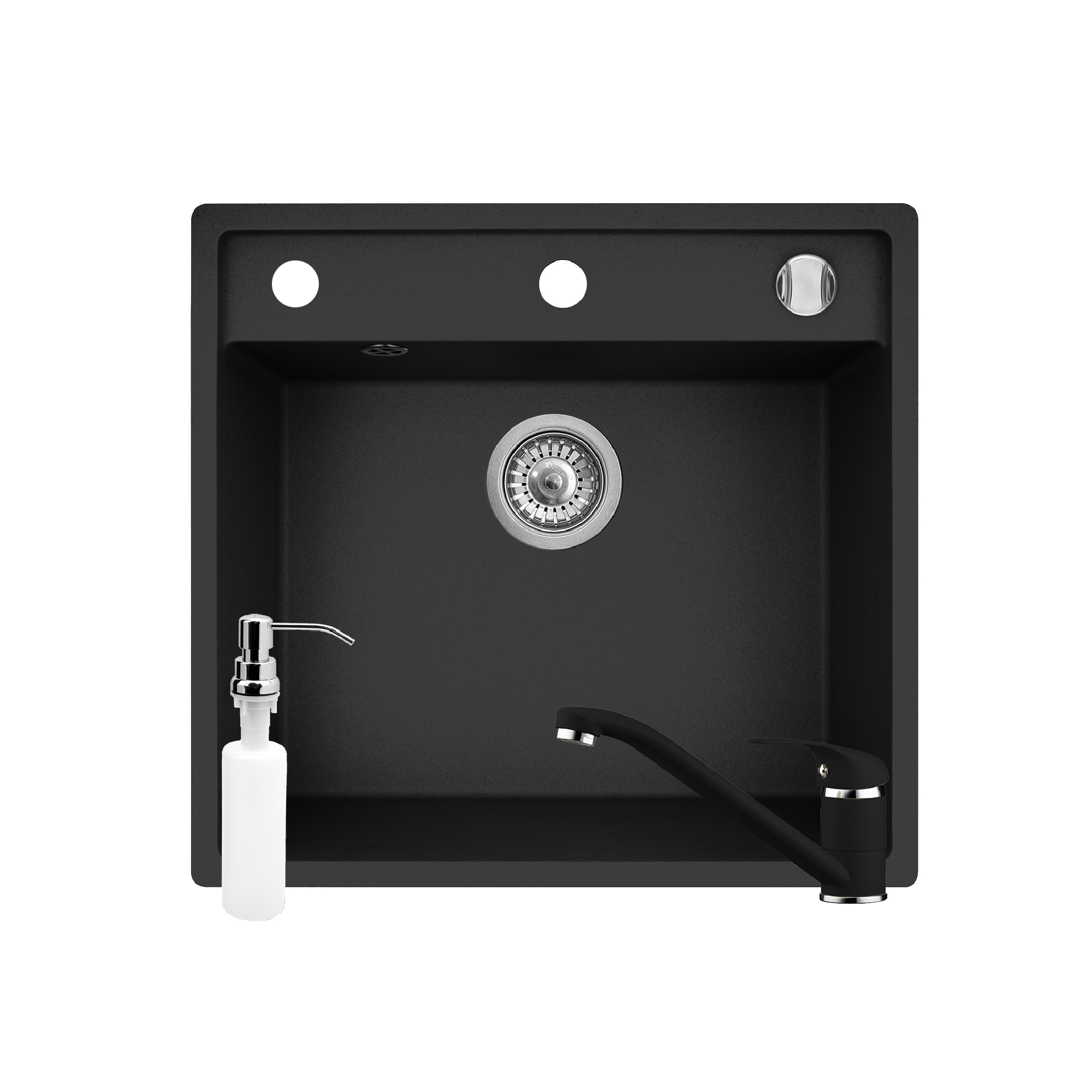 Set 3in1 chiuveta granit Cristal 1B 53x50 Black Set 3in1 chiuveta granit Cristal 1B 53x50 Black