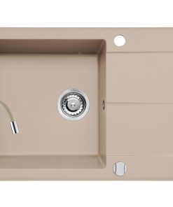 Set chiuveta granit KEROS 1B 1D 76x48 si baterie Eco Flessi Beige