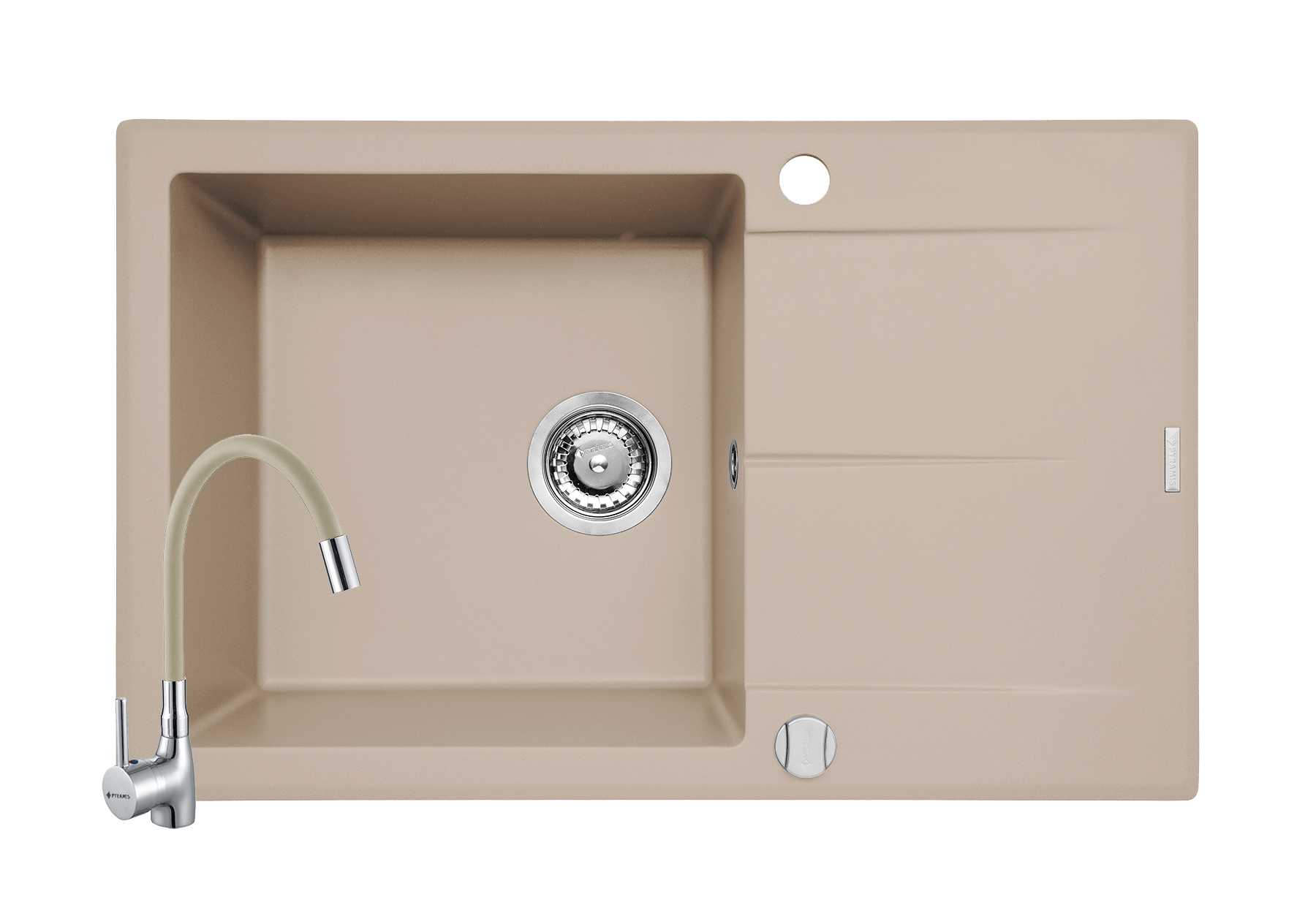 Set chiuveta granit KEROS 1B 1D 76x48 si baterie Eco Flessi Beige Set chiuveta granit KEROS 1B 1D 76x48 si baterie Eco Flessi Beige