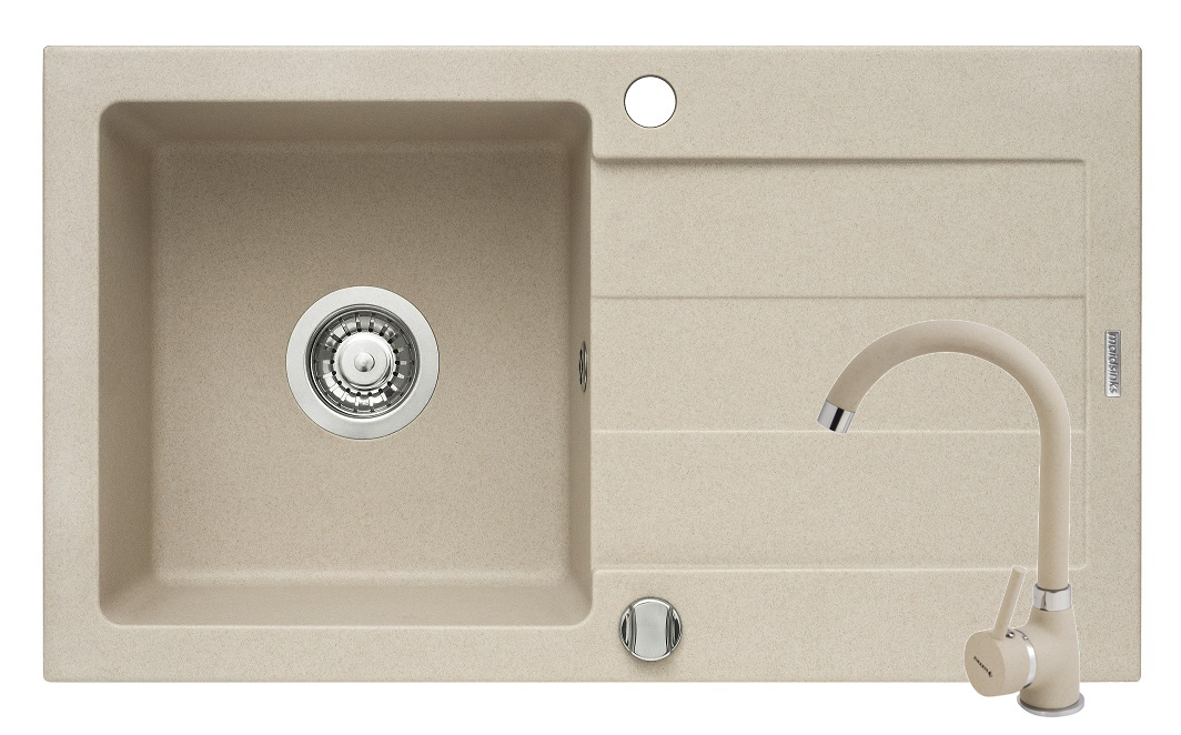 Set chiuveta granit MAIDSINKS Pyramis Senar & baterie Bello - Beige