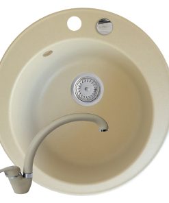Set chiuveta granit ALYA 1B Ø49 & baterie OSSIA - Bej