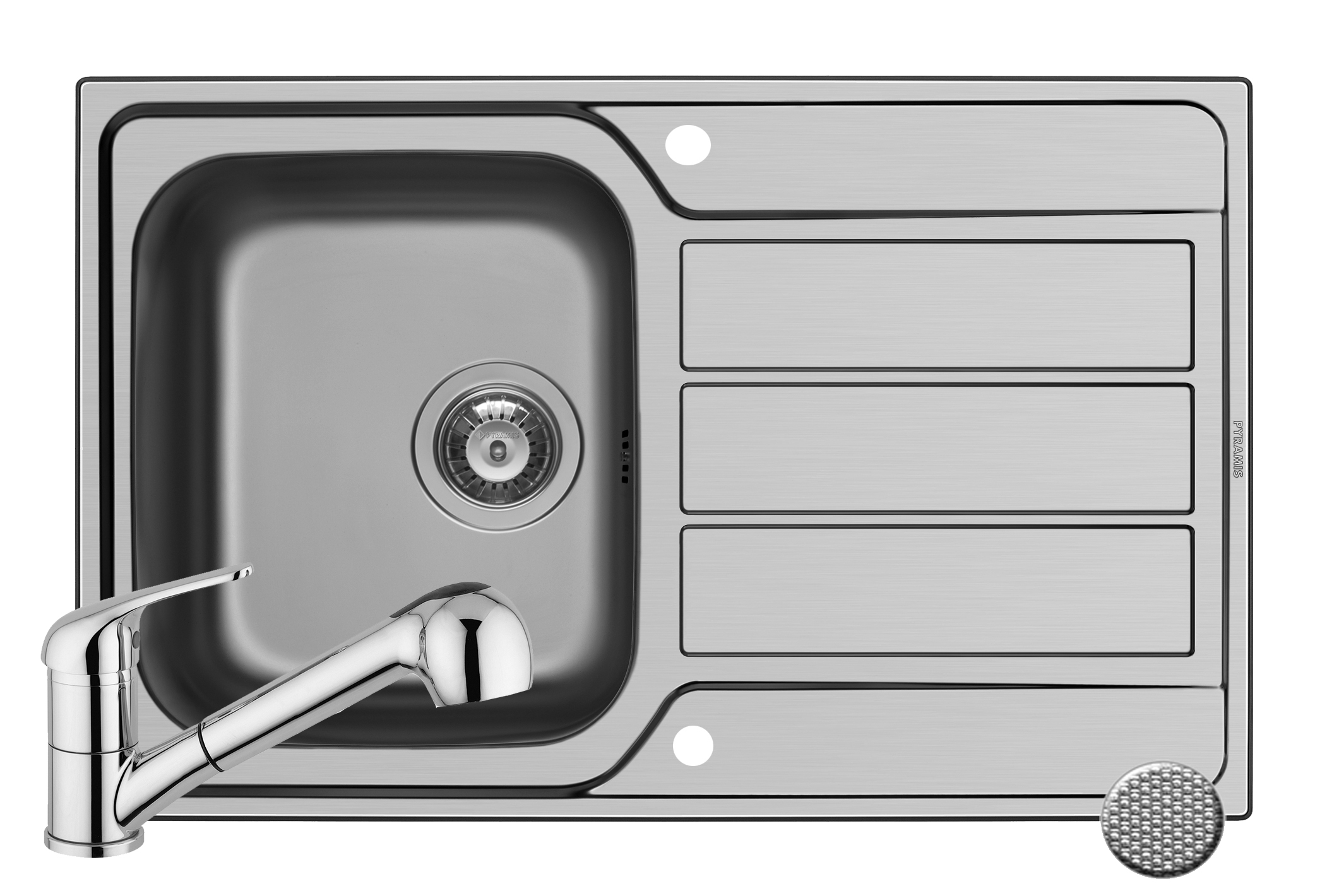 Set chiuveta inox ATHENA 79x50 1B1D LN & baterie FIDO crom Set chiuveta inox ATHENA 79x50 1B1D LN & baterie FIDO crom