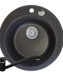Set chiuveta granit ALYA 1B Ø49 & baterie ASALIA - Carbon