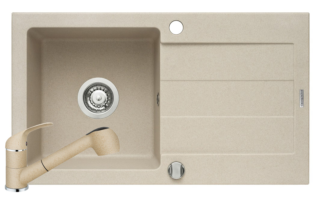 Set chiuveta granit MAIDSINKS Pyramis Senar & baterie FIDO - Beige