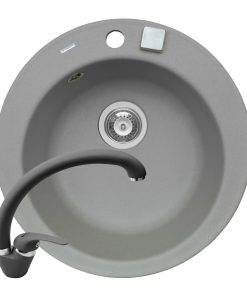 Set chiuveta granit ALYA 1B Ø49 & baterie OSSIA - Grey