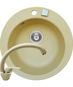 Set chiuveta granit ALYA 1B Ø49 & baterie OSSIA - Wanilia