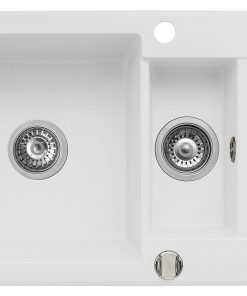 Set chiuveta KORFU 78x46 1 1/2B 1D & baterie BELLO - Snow