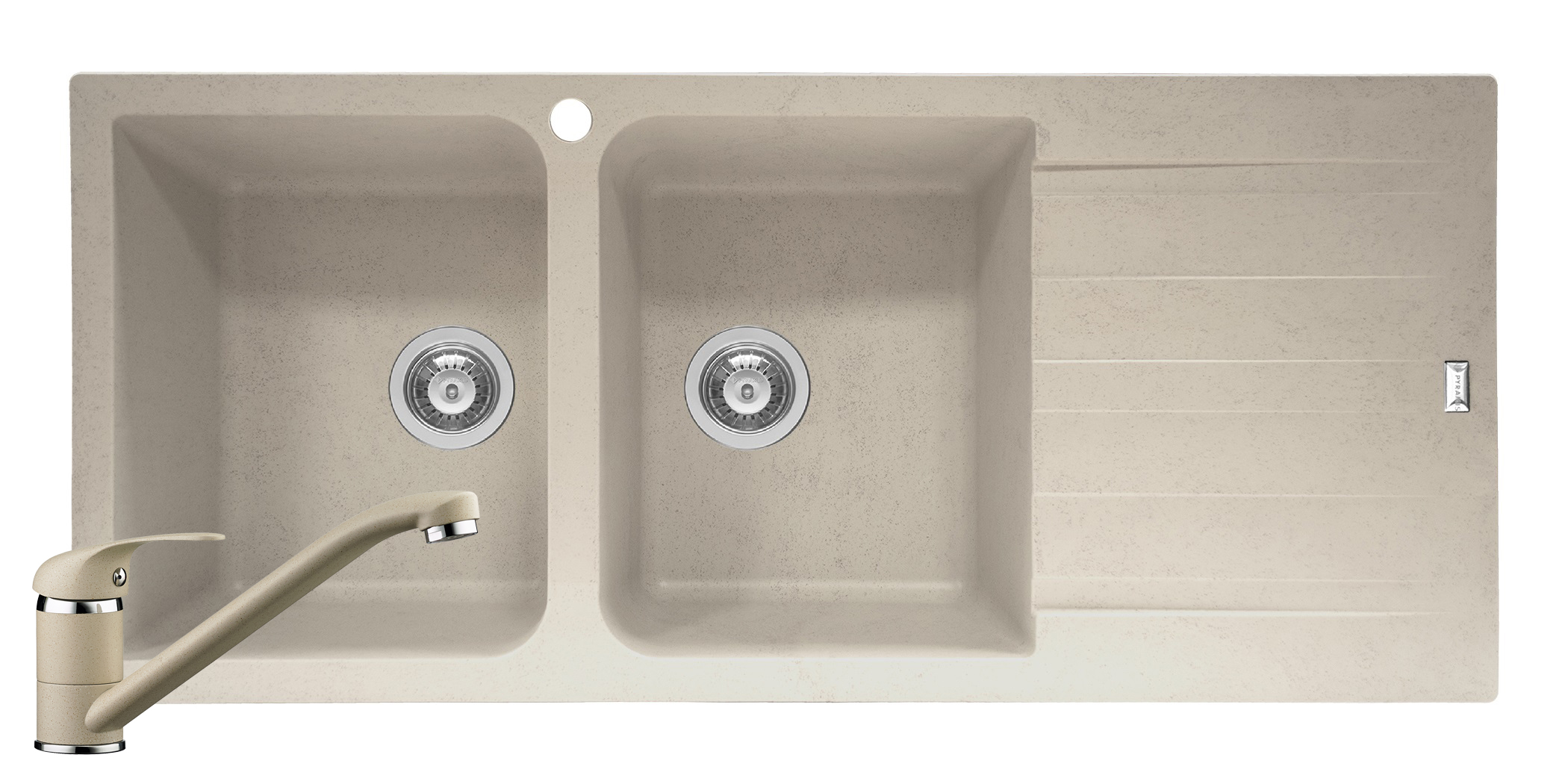 Set chiuveta soft compozit Pyramis SIERRA Durothek 116X50 2B1D ST + Baterie