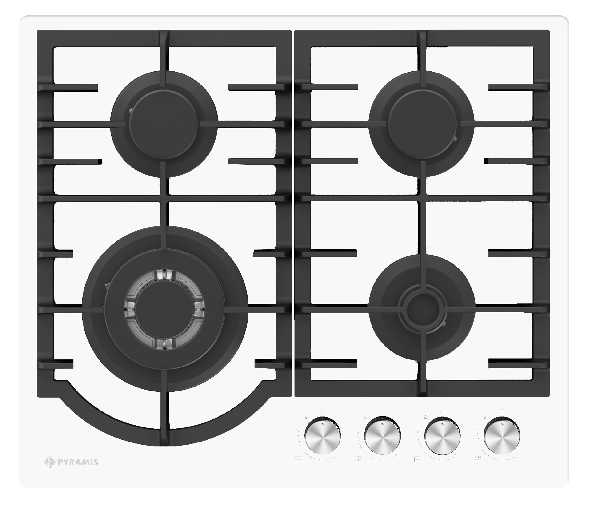 Plita gaz Pyramis 60PG 6512 White Glass, Wok si Fonta - imagine 3