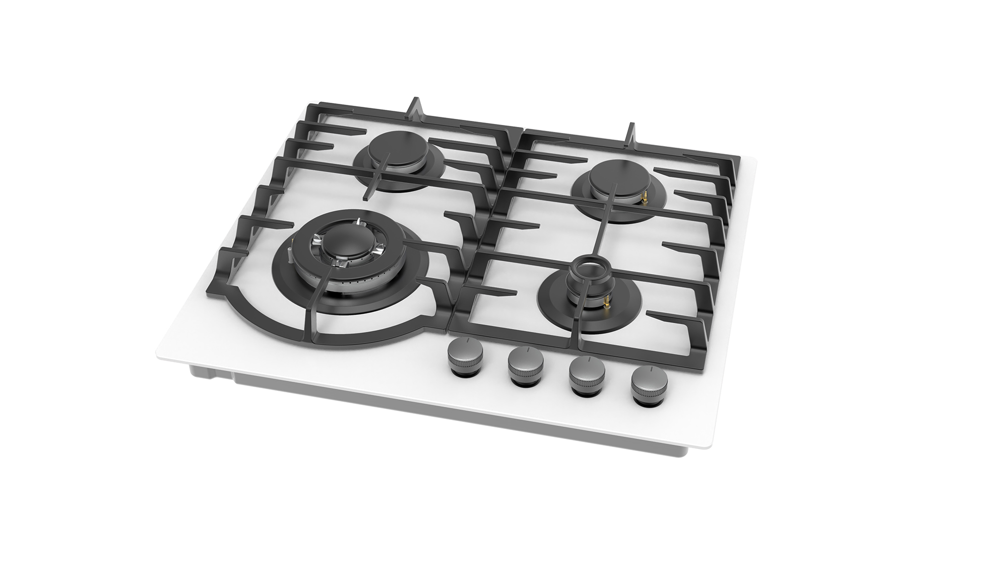 Plita gaz Pyramis 60PG 6512 White Glass, Wok si Fonta - imagine 4