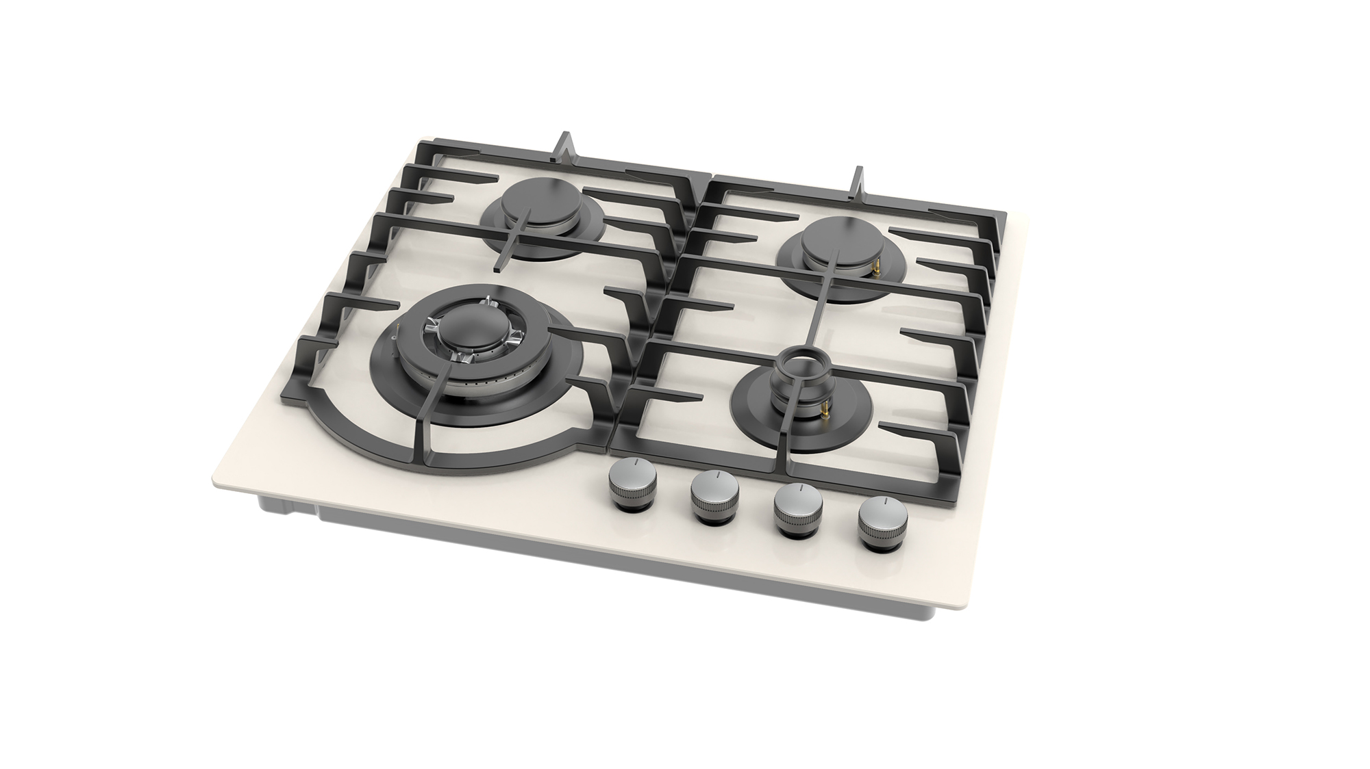 Plita gaz Pyramis 60PG 6513 Beige Glass, Wok si Fonta - imagine 4