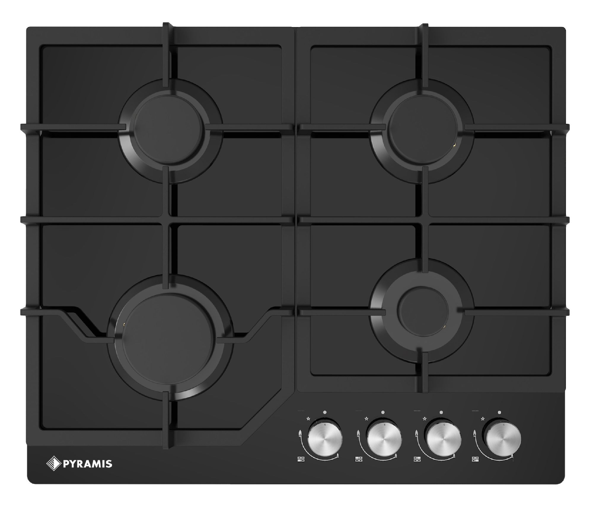 Plita gaz Pyramis 60PG 6601 Black Glass si Fonta - imagine 3