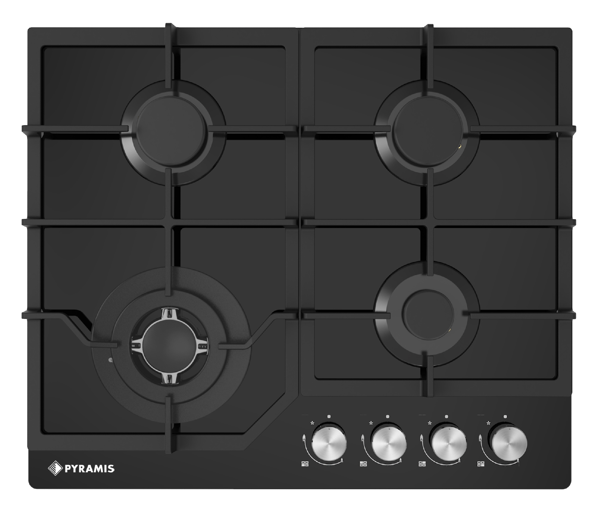 Plita gaz Pyramis 60PG 6611 Black Glass, Wok si Fonta - imagine 3