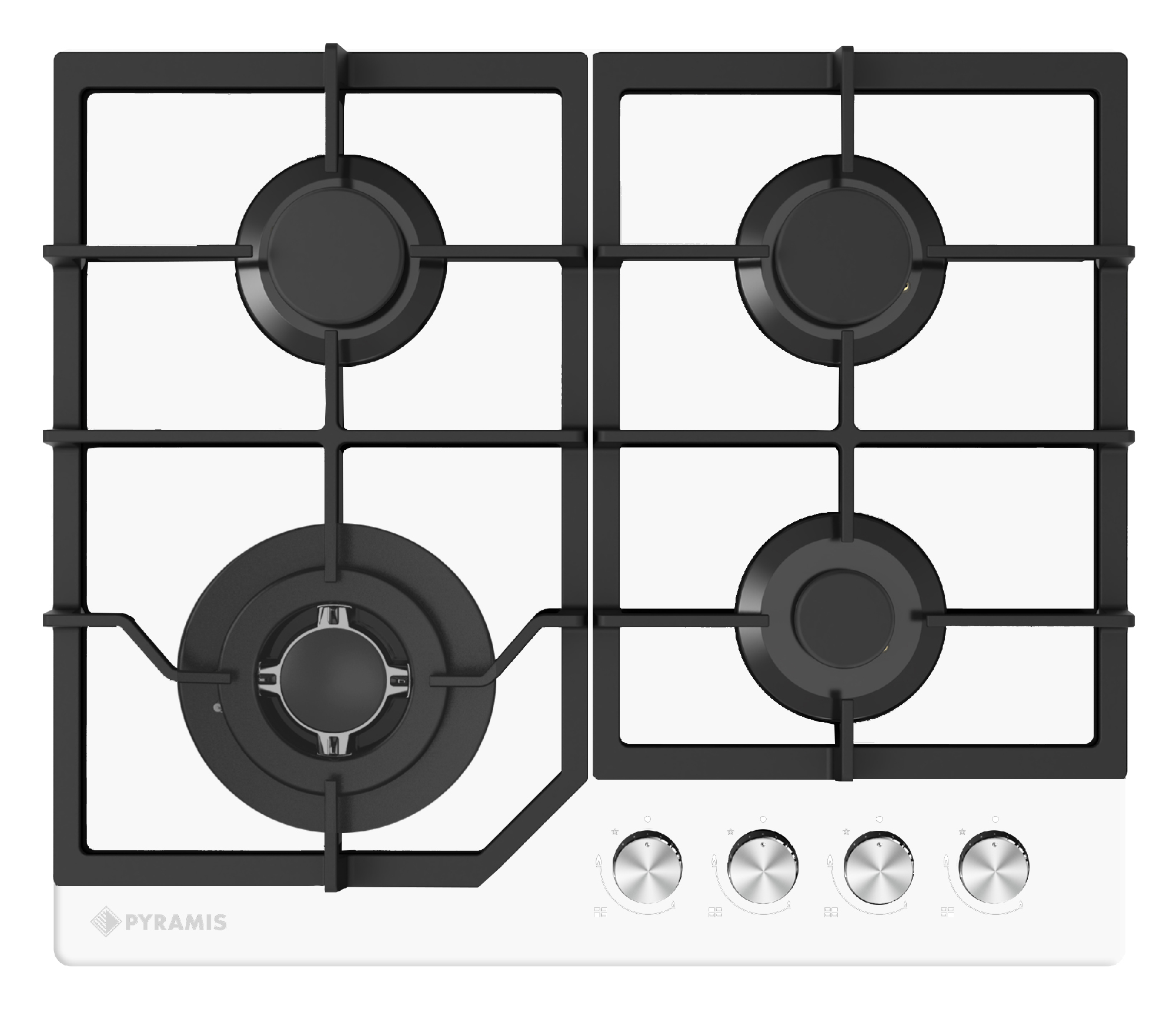 Plita gaz Pyramis 60PG 6612 White Glass, Wok si Fonta - imagine 3