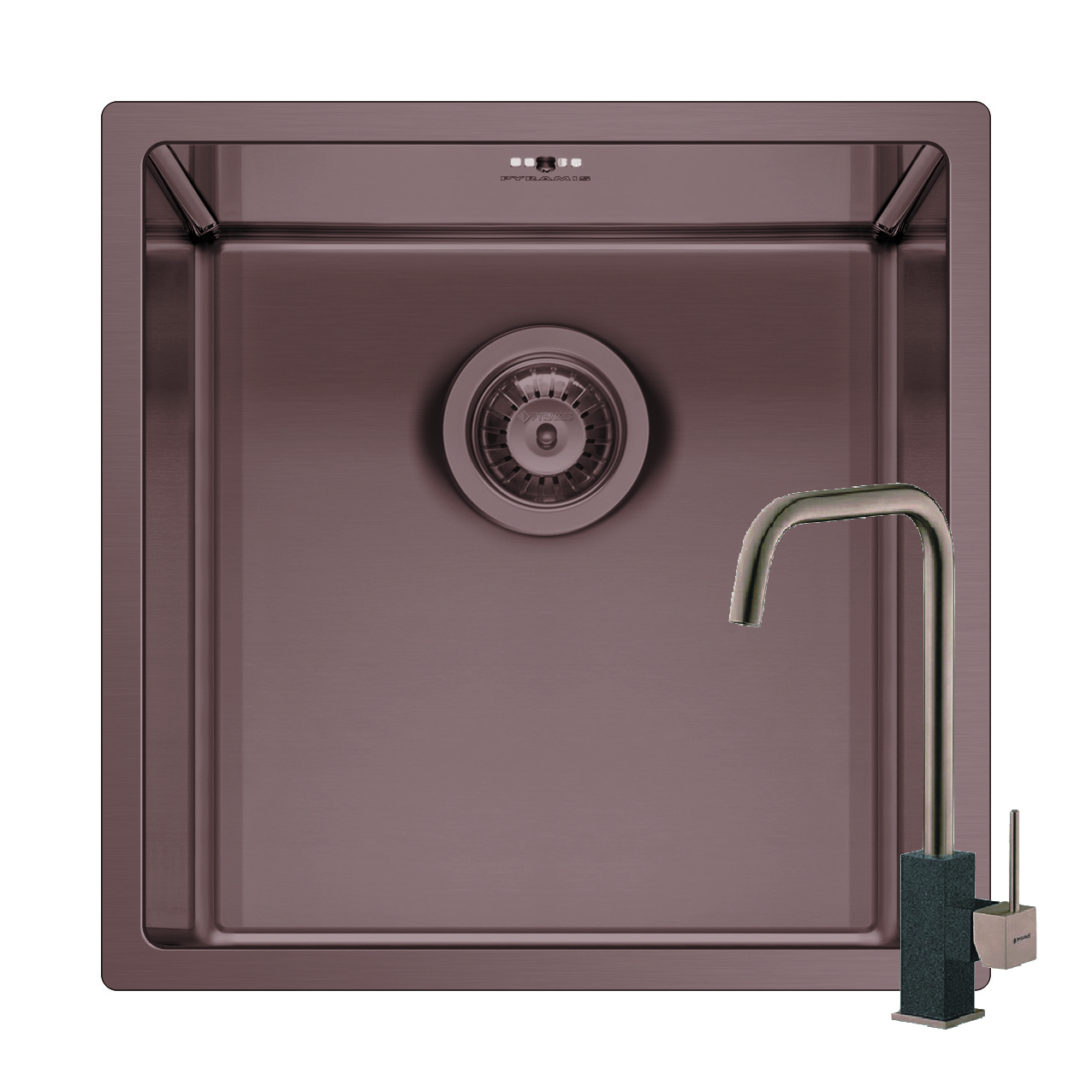Set chiuveta inox ASTRIS COLORA 40x40 1B si baterie ADELITA Copper