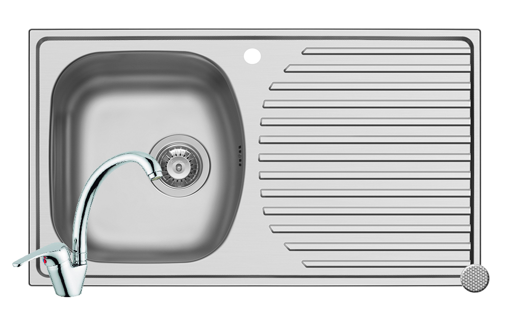 Set chiuveta inox Pyramis ASPECT 788x488mm ST LN & baterie SERENO crom Set chiuveta inox Pyramis ASPECT 788x488mm ST LN & baterie SERENO crom
