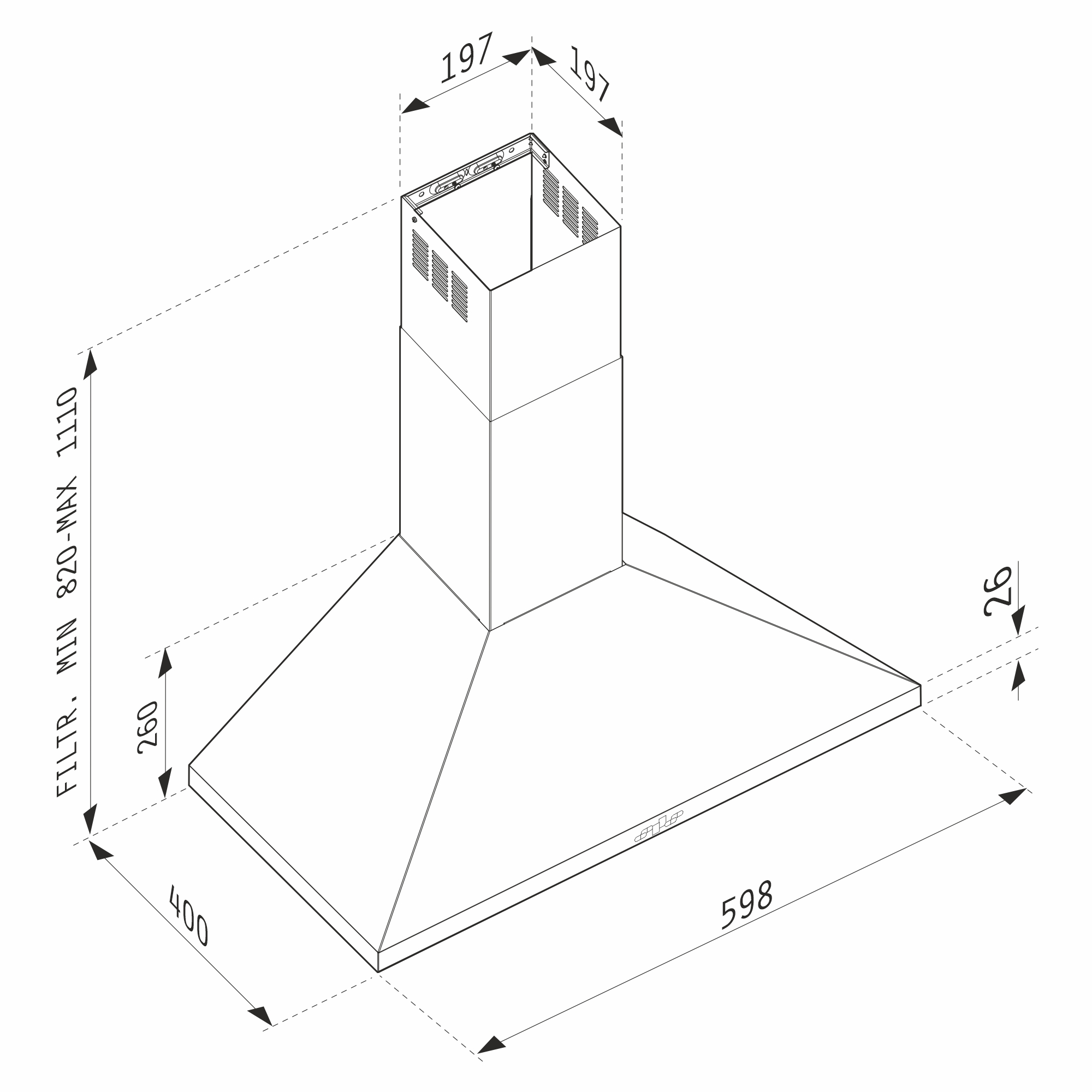 Hota decorativa Pyramis Square Plus Chimney 60 - imagine 4