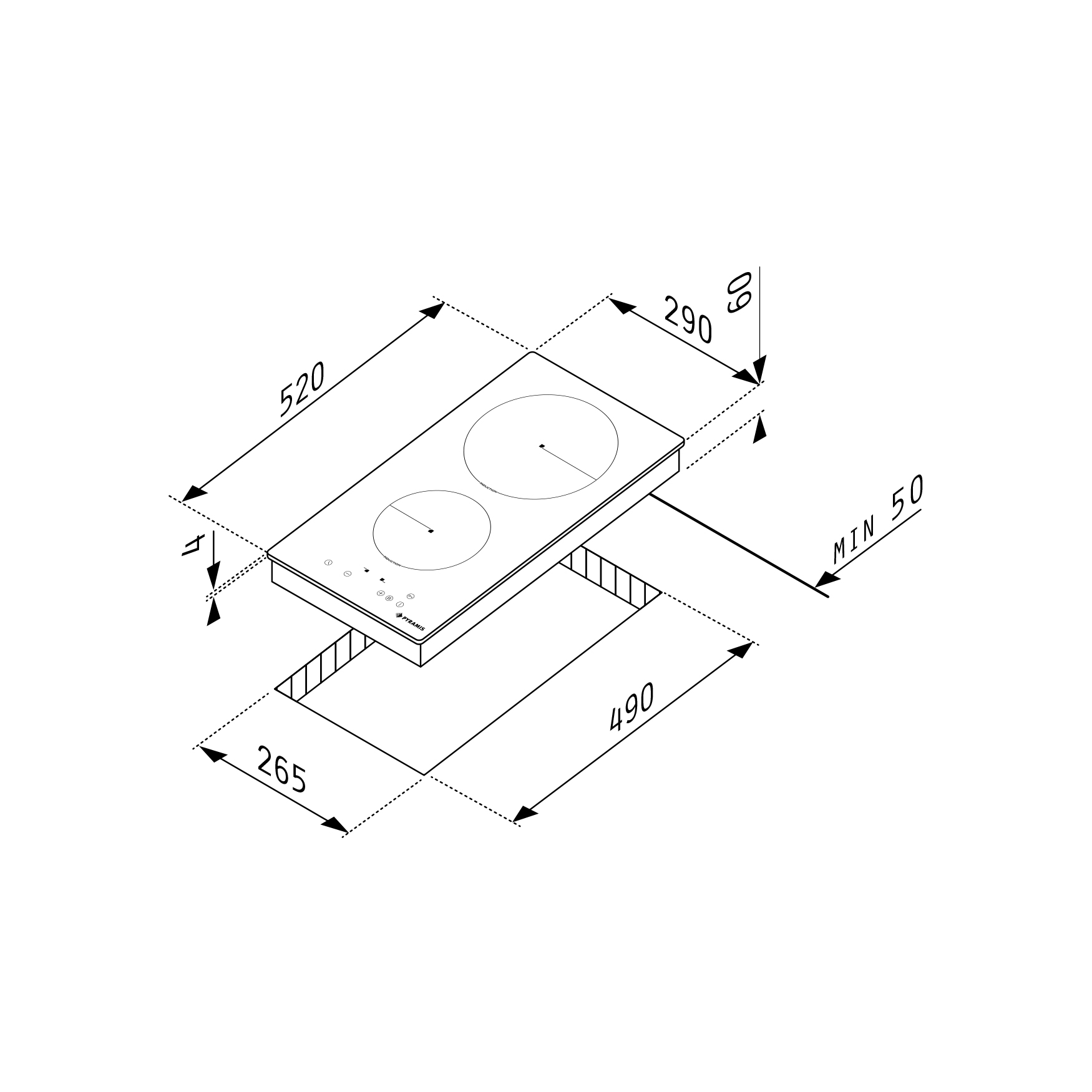 Plita inductie domino Pyramis PHI32230FMB Touch Control Black - imagine 3