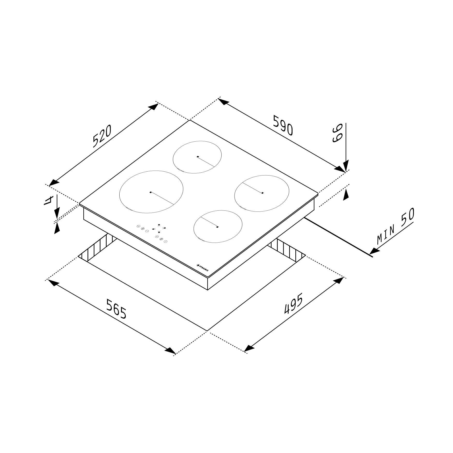 174020080 PYRAMIS HOB INDUCTION PHI62430FMB_I