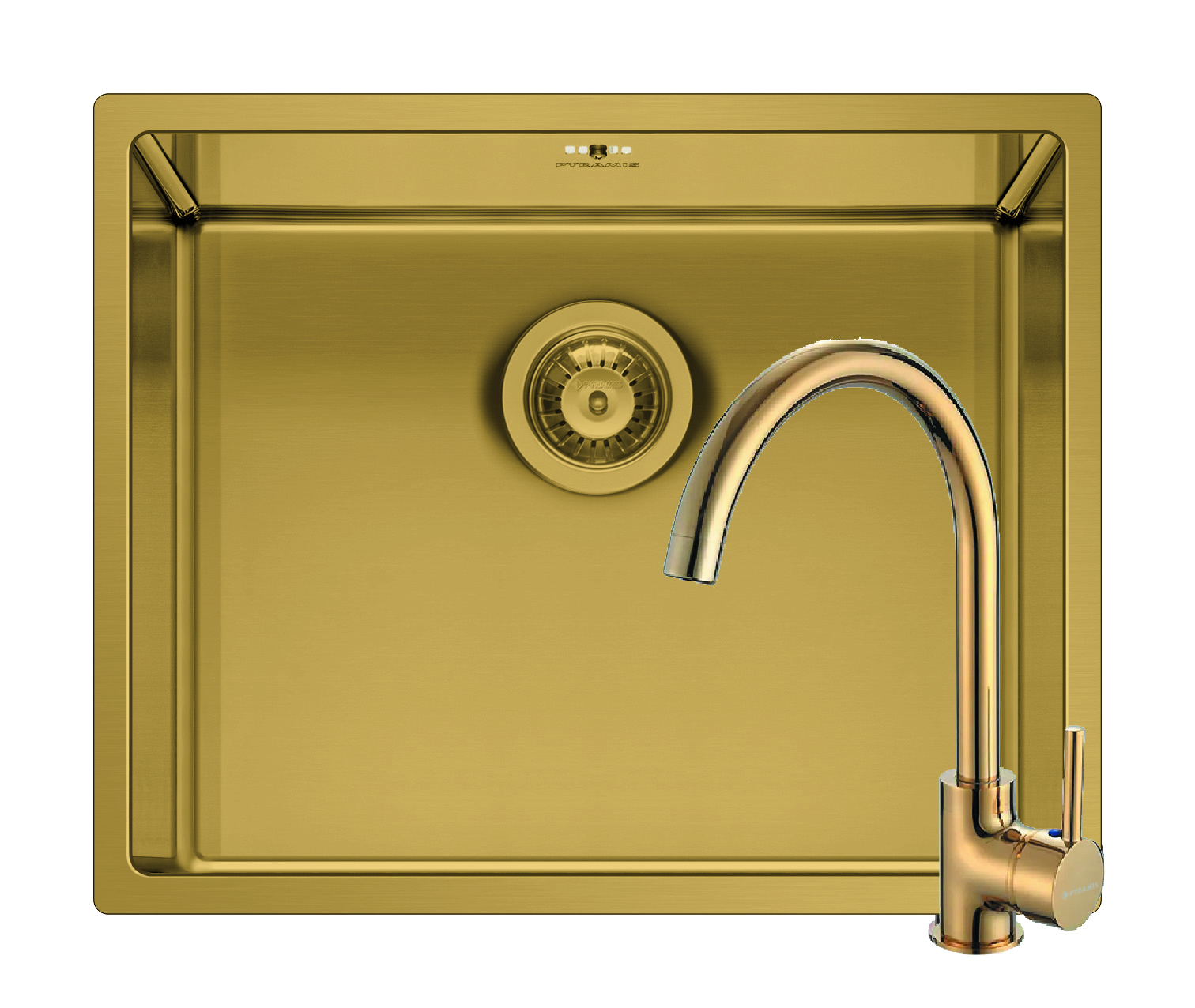 Set chiuveta inox ASTRIS COLORA 50x40 1B si baterie ECO BELLO Gold