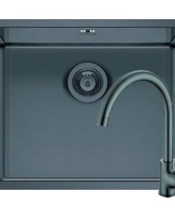Set chiuveta inox ASTRIS COLORA 50x40 1B si baterie ECO BELLO Gun Metal