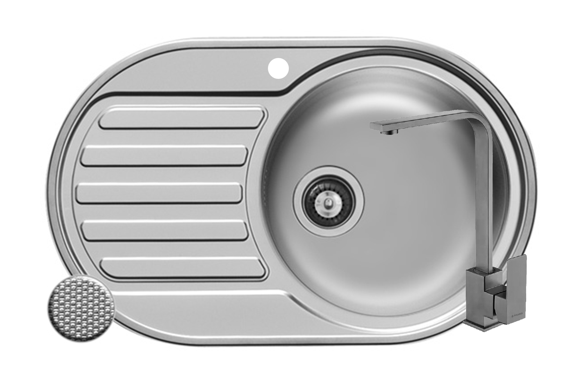Set chiuveta inox SR MINI 1B1D DR si baterie ECO CECILIA Set chiuveta inox SR MINI 1B1D DR si baterie ECO CECILIA