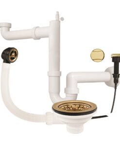 Set sifon si valva automata PVD GOLD Ø92mm cu preaplin pe cuva