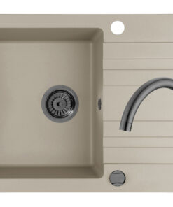 Set chiuveta granit NAXOS 79x50 1B 1D Beige si baterie ECO BELLO Gun Metal