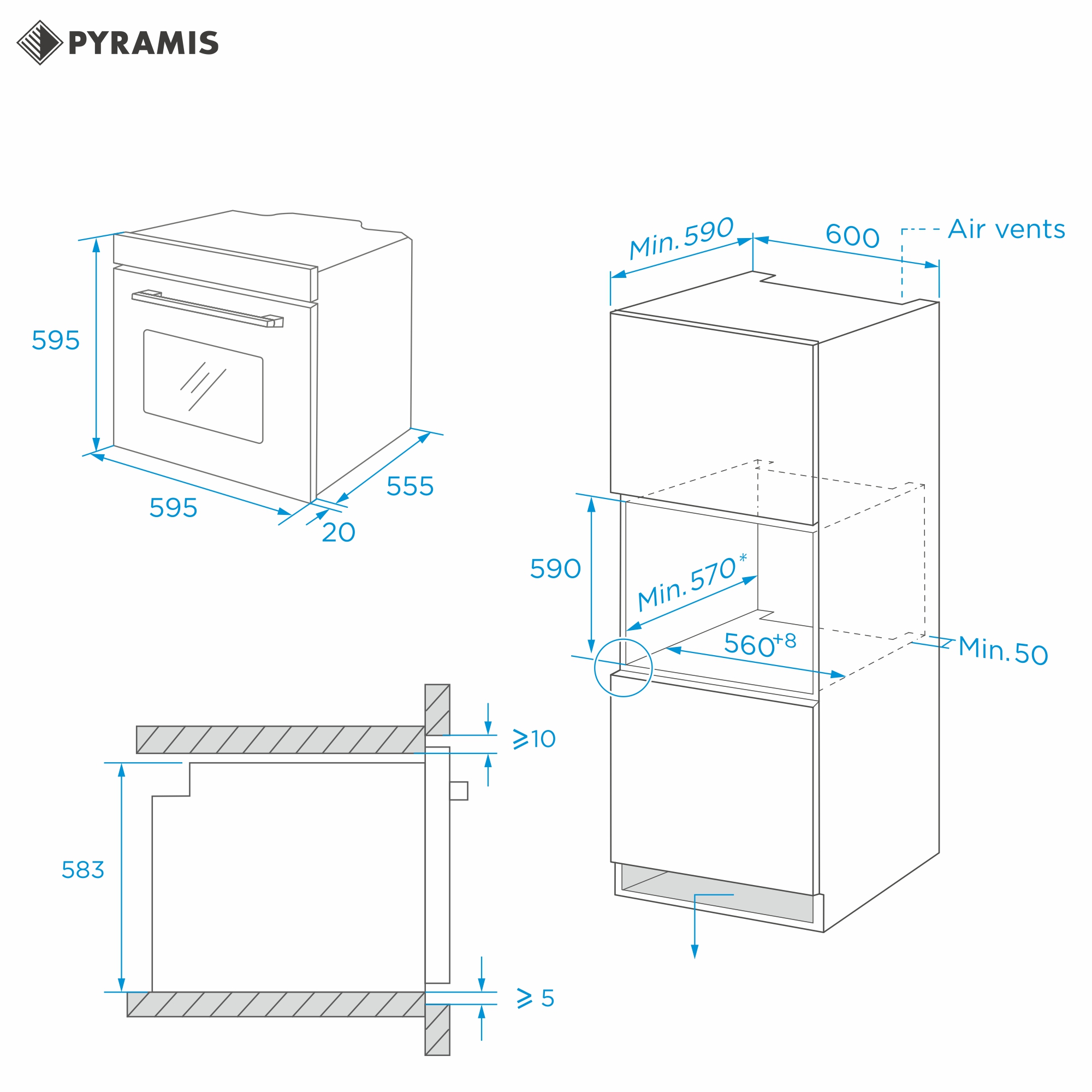 Cuptor electric Pyramis 60IN 6070 Megalo Inox - imagine 3