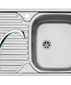 Set chiuveta inox CORE 1B1D DR LN si baterie SERENO crom