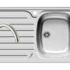 Set chiuveta inox INTL 1B1D DR LN si baterie BELLO crom