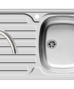 Set chiuveta inox INTL 1B1D DR LN si baterie BELLO crom
