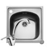 Set chiuveta inox INSET 1B 44x44 LN si baterie SERENO crom