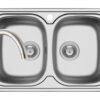 Set chiuveta inox AURORA 2B 86 LN si baterie BELLO crom
