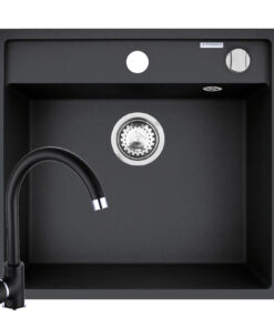 Set chiuveta granit CAMEA 53x50 si baterie Eco Bello Black