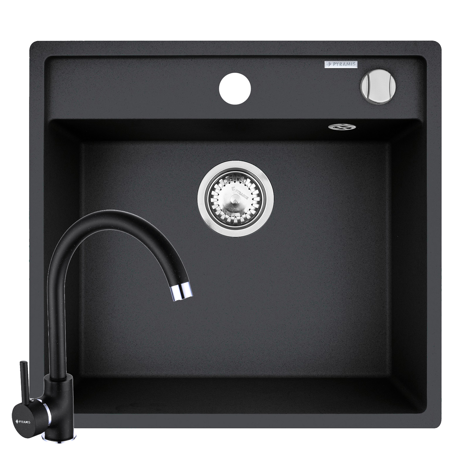 Set chiuveta granit CAMEA 53x50 si baterie Eco Bello Black