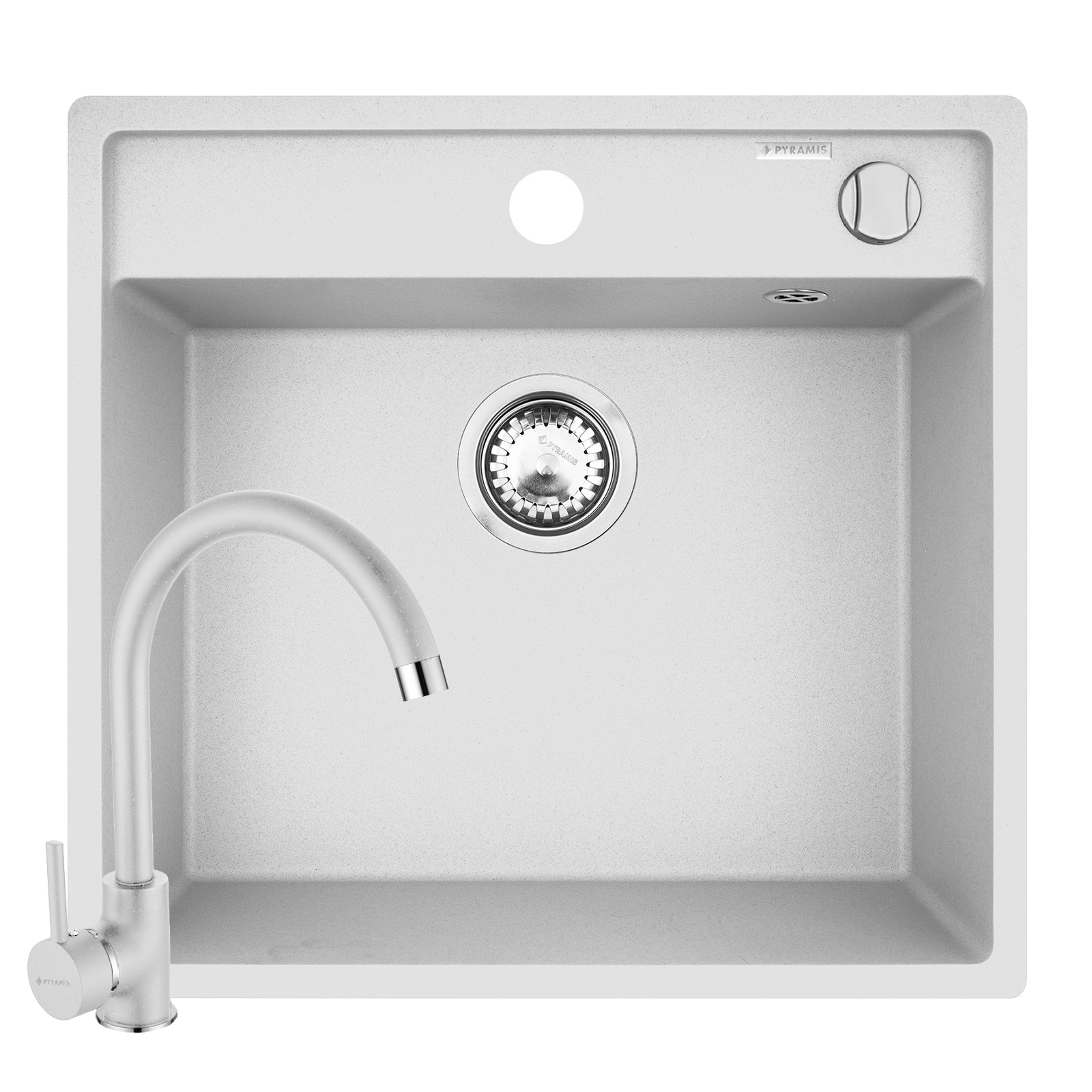 Set chiuveta granit CAMEA 53x50 si baterie Eco Bello White Set chiuveta granit CAMEA 53x50 si baterie Eco Bello White