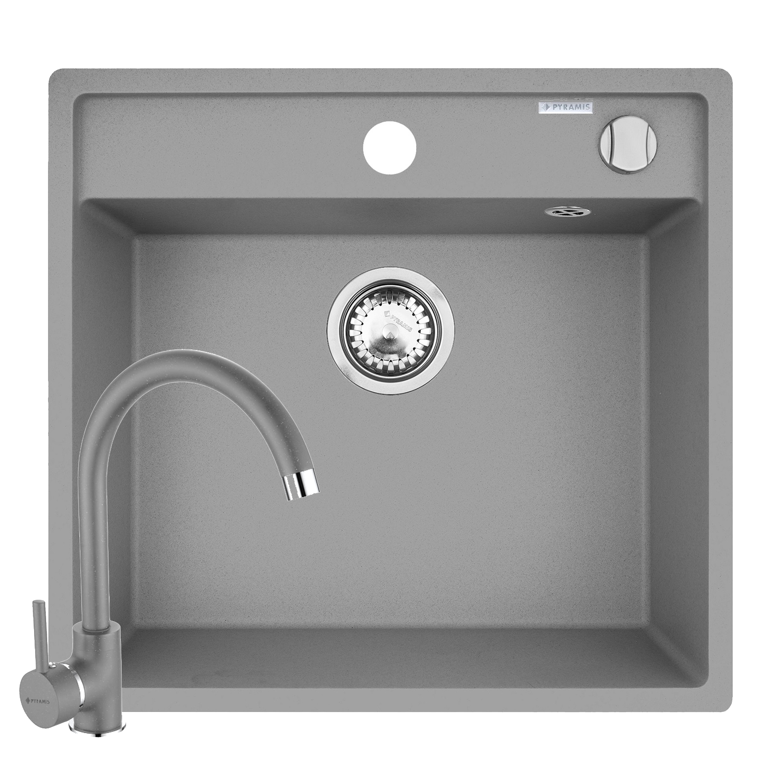 Set chiuveta granit CAMEA 53x50 si baterie Eco Bello Grey