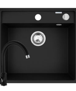 Set chiuveta granit CAMEA 53x50 si baterie Eco Bello Carbon