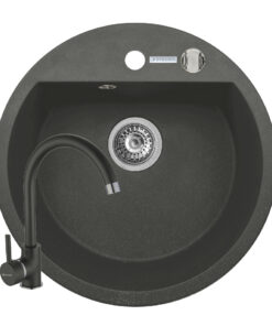 Set chiuveta granit MIDO Ø51 si baterie Eco Bello Black