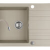 Set chiuveta granit NAXOS 1B1D 79x50 si baterie Eco Flessi Beige
