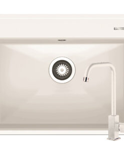 Set chiuveta granit ITHAKA 1B 61x51 si baterie ADELITA Snow
