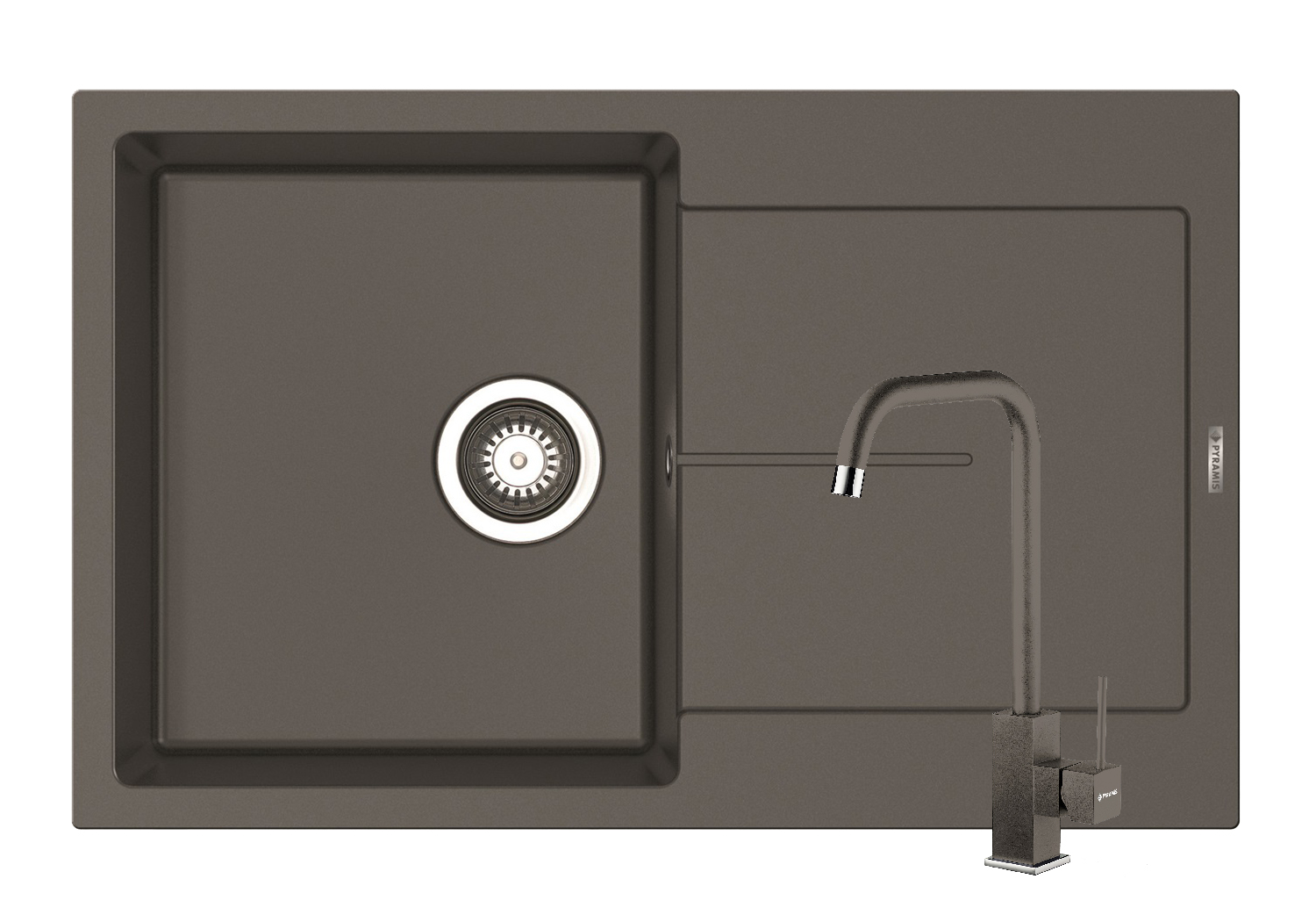 Set chiuveta granit ITHAKA 1B1D 79x50 si baterie ADELITA Iron Grey Set chiuveta granit ITHAKA 1B1D 79x50 si baterie ADELITA Iron Grey