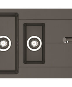 Set chiuveta granit ITHAKA 1 1/2B 1D 100x50 si baterie CAPRICCIO Iron Grey