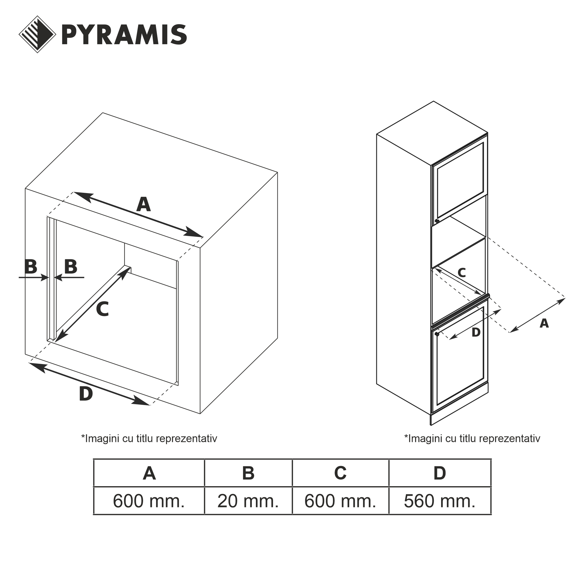 Cuptor electric Pyramis 60IN 4010 ND Black 3Glass - imagine 3
